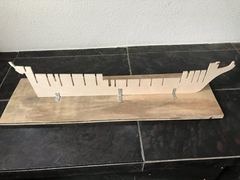The keel former, set up on a board