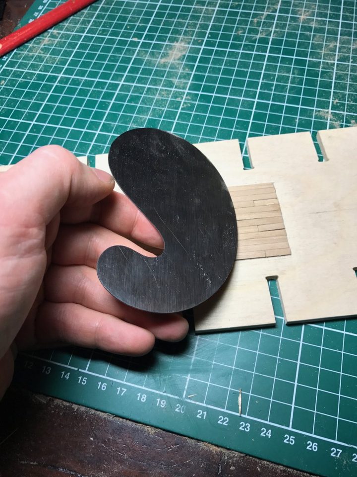 The rasp that scratched the trial deck. After this, sandpaper was used instead.
