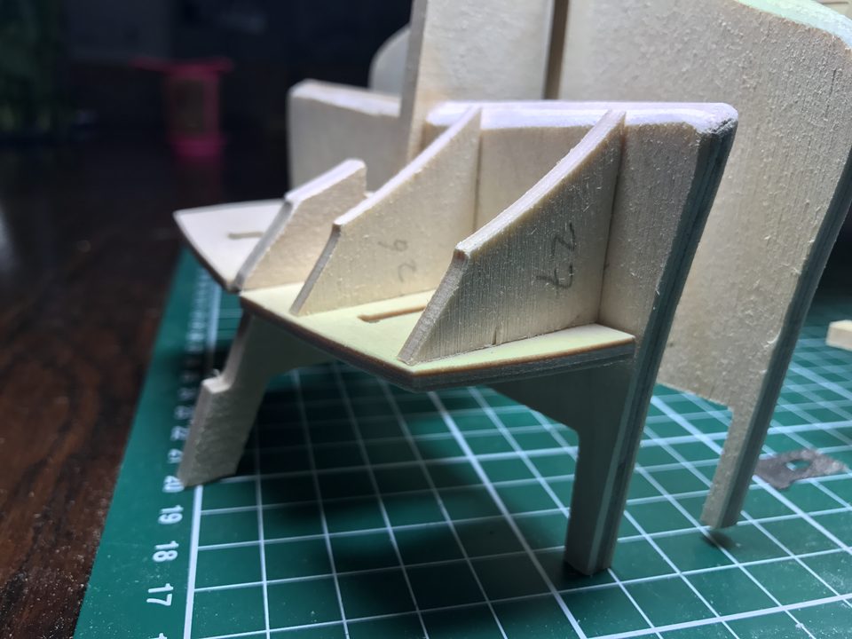 Stern frames 26 and 27 sticking out above the aftermost bulkhead