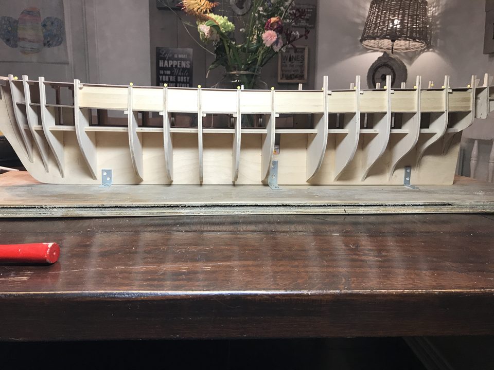 The upper deck pinned to the bulkheads