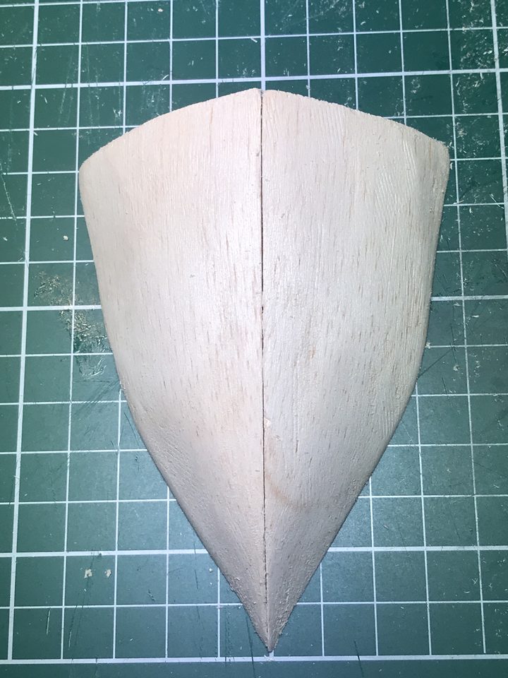 A balsa block cut to the shape of the bow