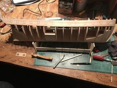 Starboard: the gunports marked out on the top planks