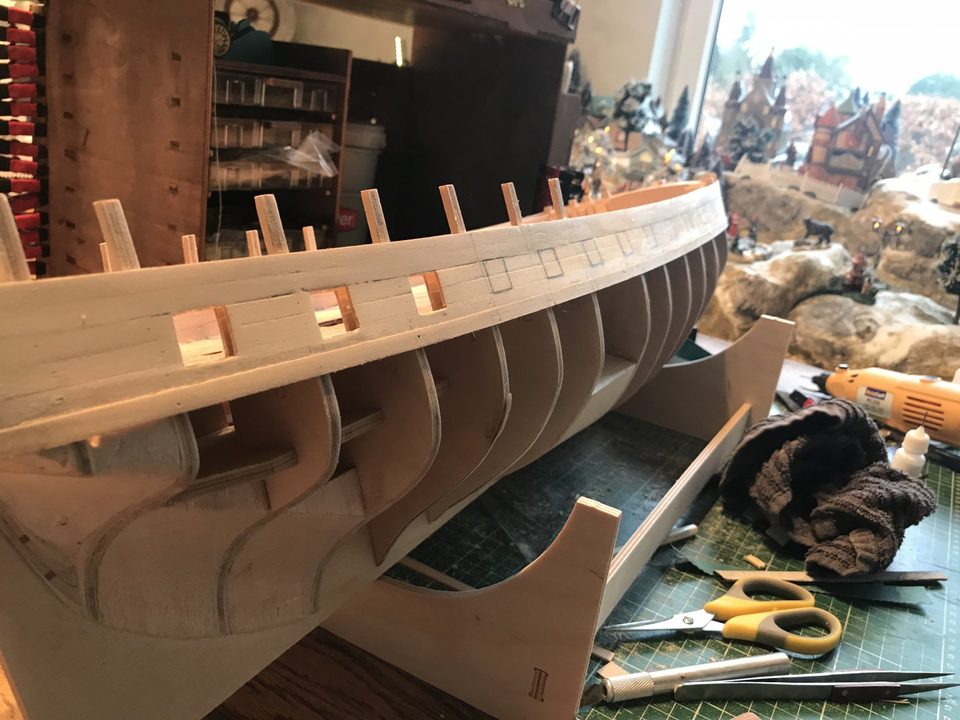 The template and the markings for the next ports