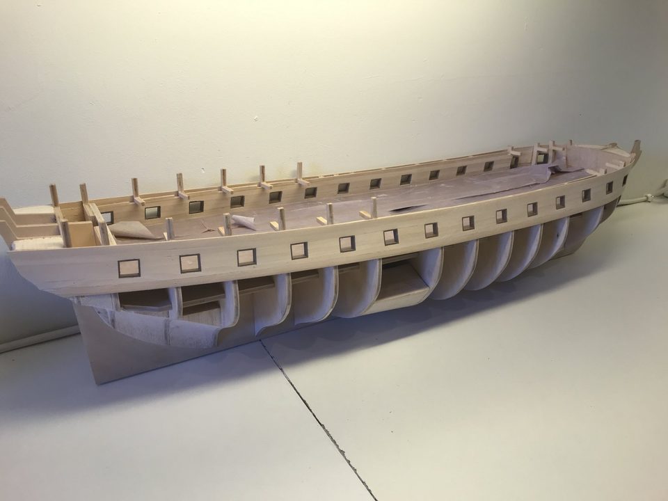The linings and the inside sanded smooth, ready for paint.