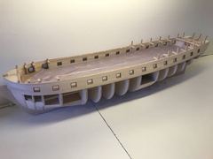 The deck covered with masking tape