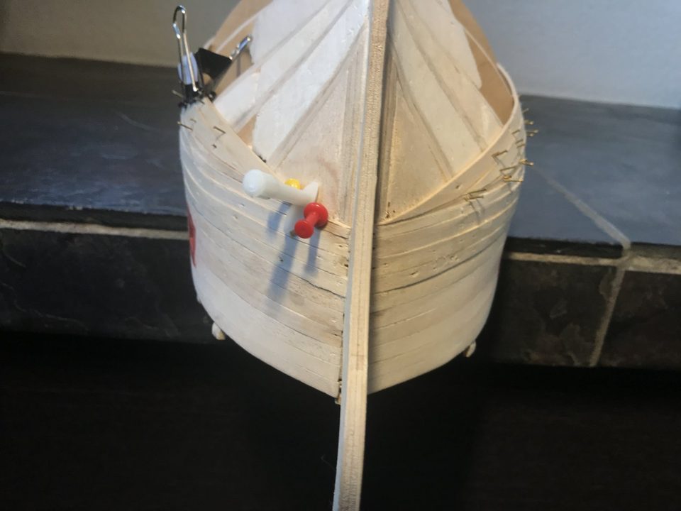 The bow, still unsanded