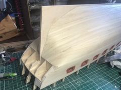 The stern roughly sanded with 80 and 150 grit