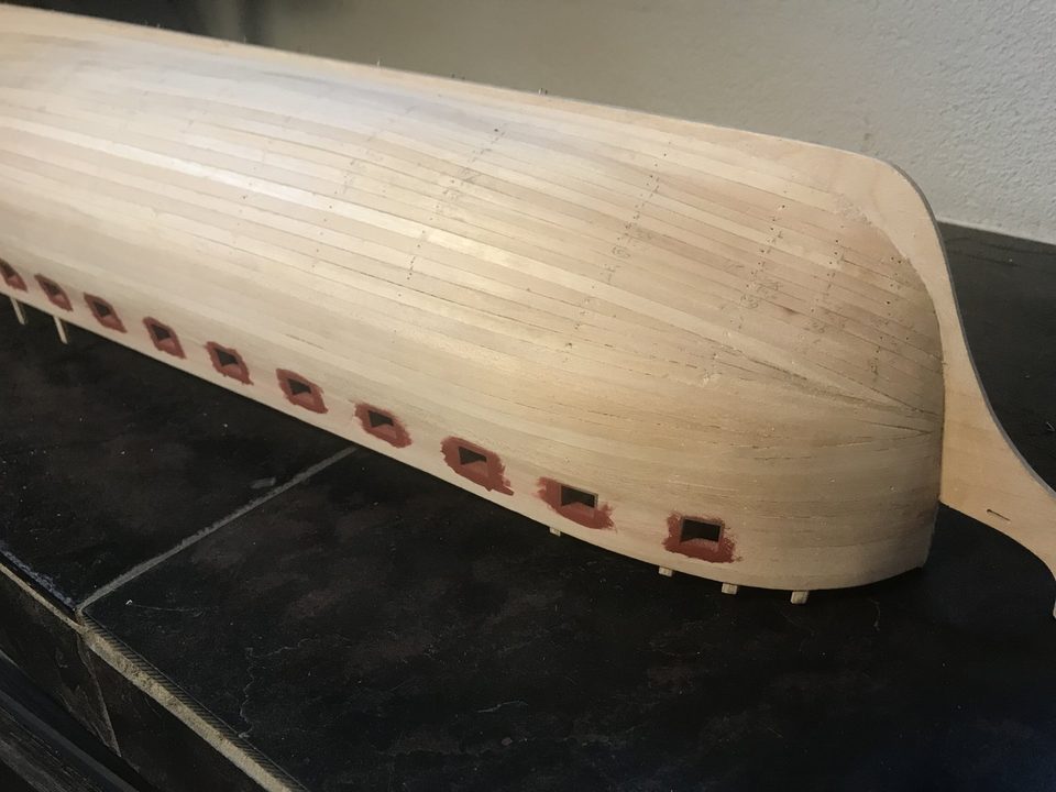The line of the bow transferred with the callipers