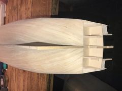 The hull after sanding, starboard