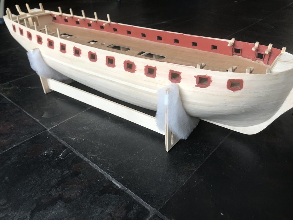 The hull in the new cradle
