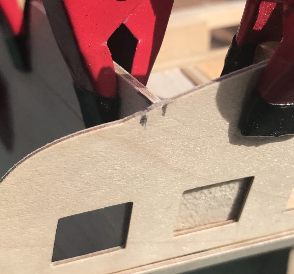 The bulwark cut down by 7.15 mm