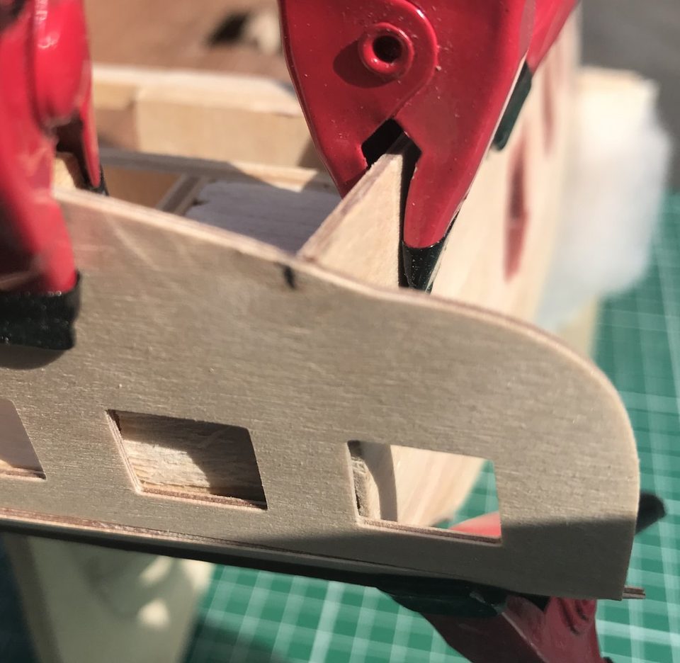 The bulwark now runs level with the transom
