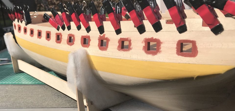 Masking tape where the wale will go