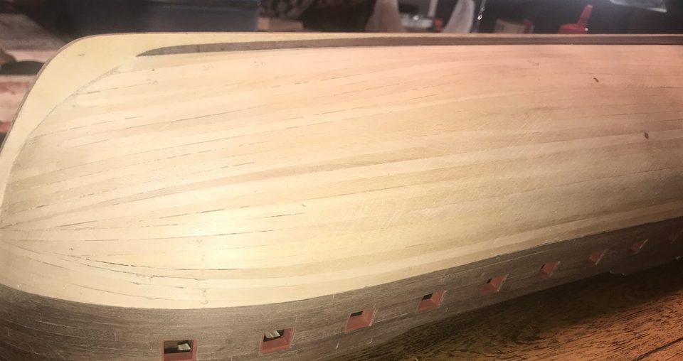 The garboard strake along the keel