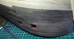 The first drop plank at the bow, still unsanded