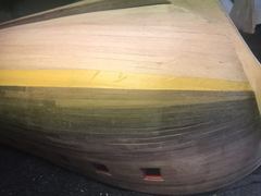 Step 1: masking tape where the drop plank will go