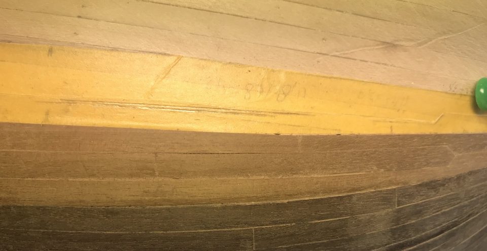 Step 5: the tape cut along the underside of the drop plank
