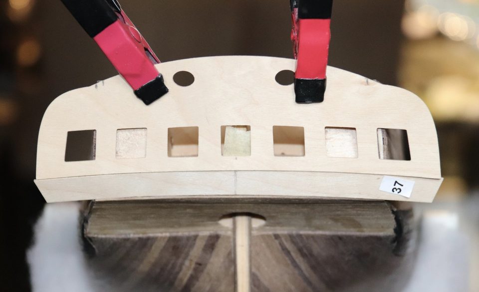 The transom dry-fitted