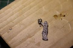 During surgery: a blob of solder on the arm