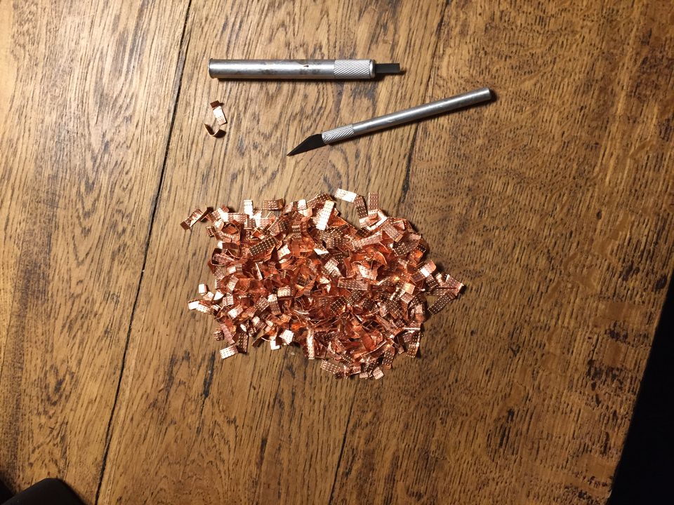 The harvest of an evening's pulling off: a few hundred plates that followed straight lines instead of the strakes.