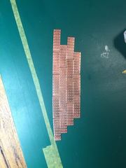 The pattern dry-fitted, staggered by a third