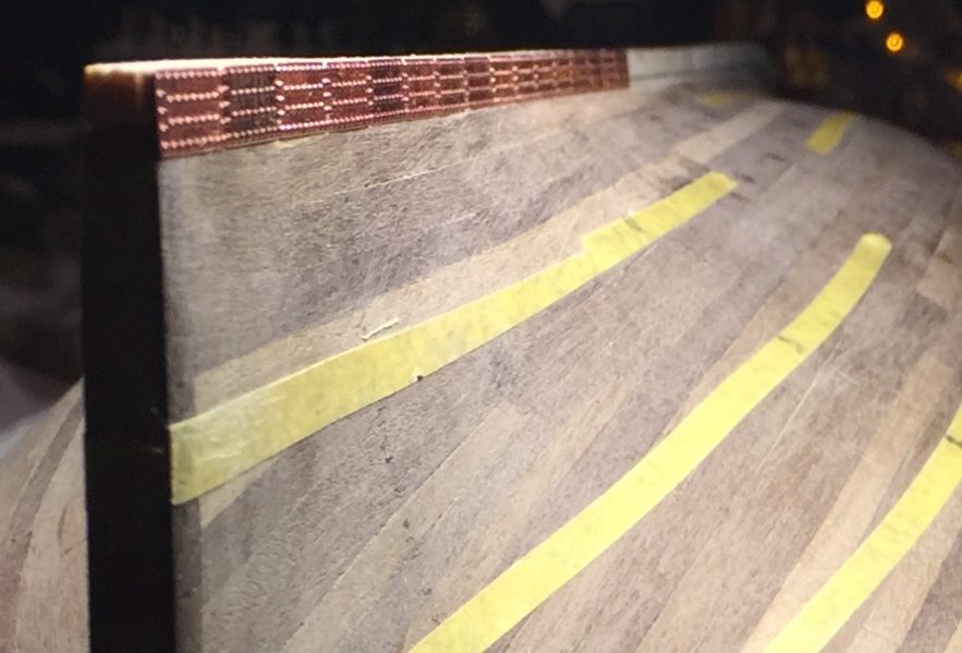 A section of the keel coppered, exactly one plate wide