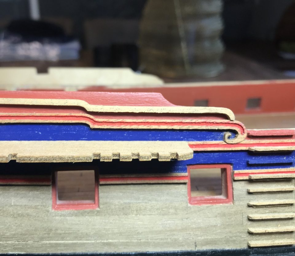 Matched to the rail: the moulding below does not come out nicely
