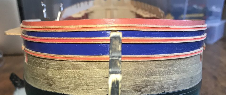 The result: the bow from the front with the mouldings running parallel round the curve.
