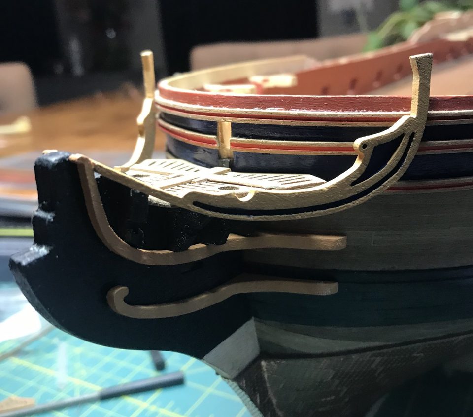 The head from the side on the port side
