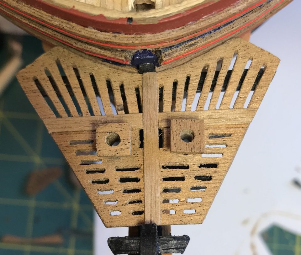 The final grating on the bow: crisp, even openings and the holes for the seats of ease moved slightly towards the centre.