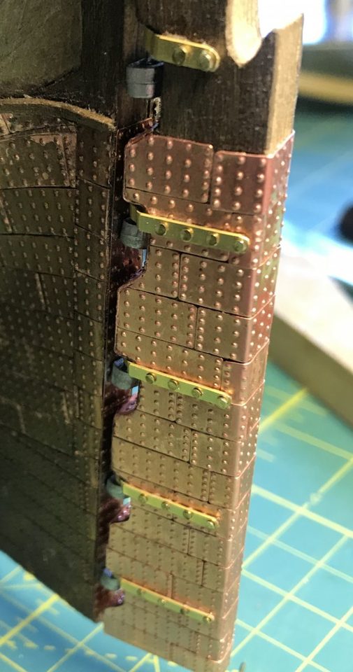 All the pintle straps on the rudder, with nails