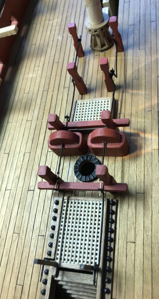 The pump system on the gun deck, still dry-fitted
