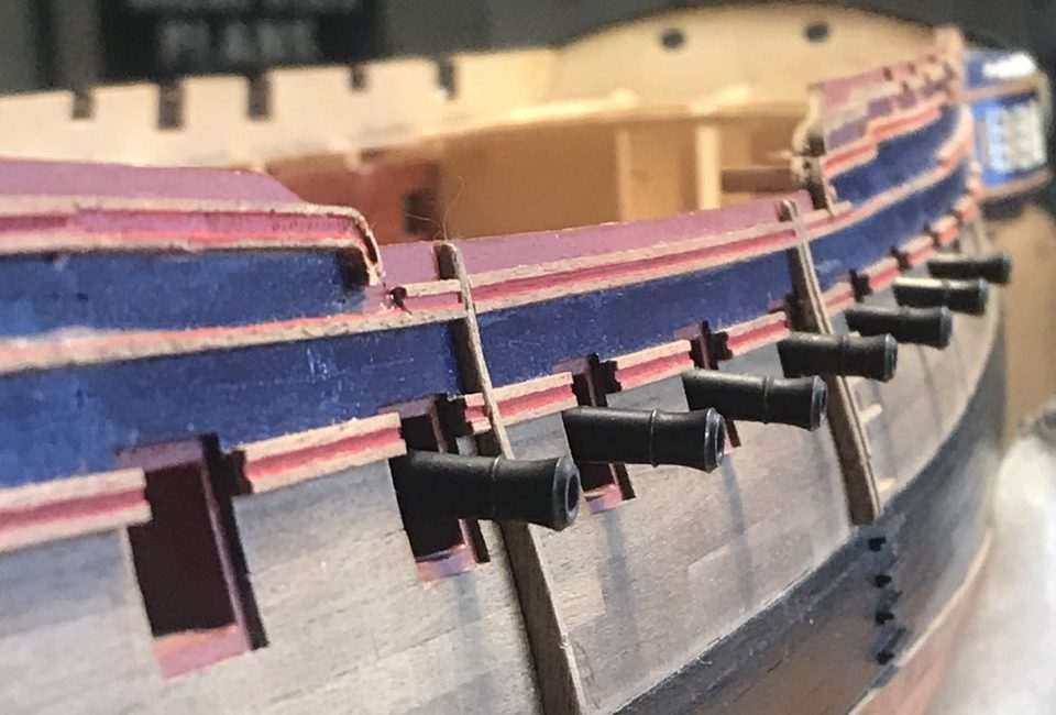 The rear of the barrels with the cut-through breeching rings