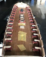 All 28 guns assembled, overview of the gun deck
