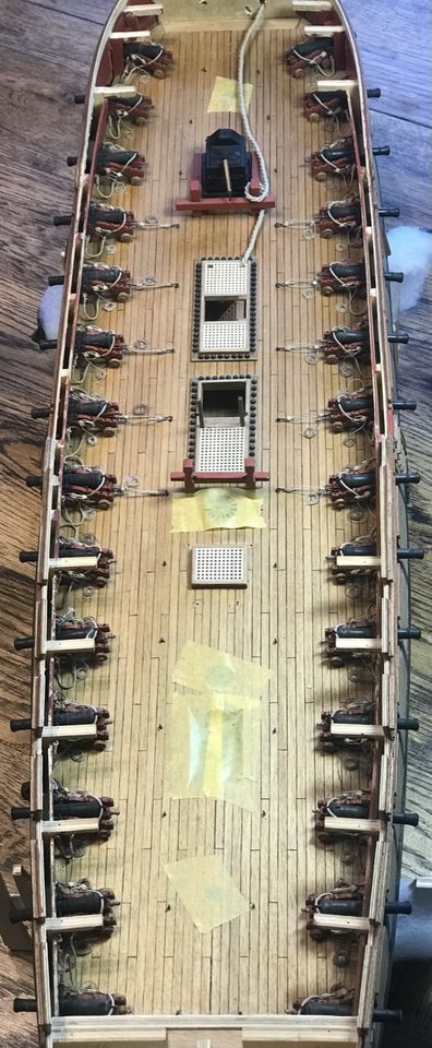 Detail of the deck ropes, with the discolouration from beeswax