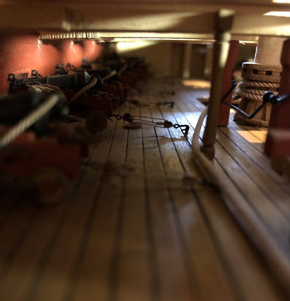 A look at the gun deck with the loose upper deck on top