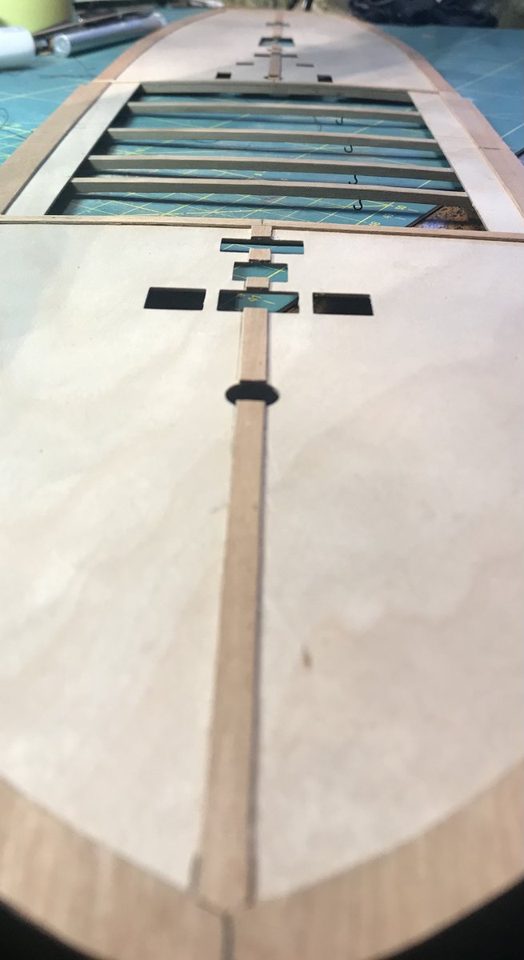 The deck with king plank and margin planks