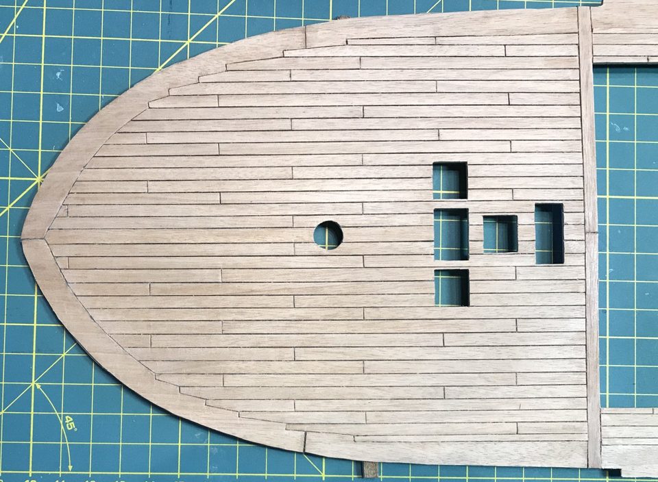 The fully planked upper deck, scraped twice