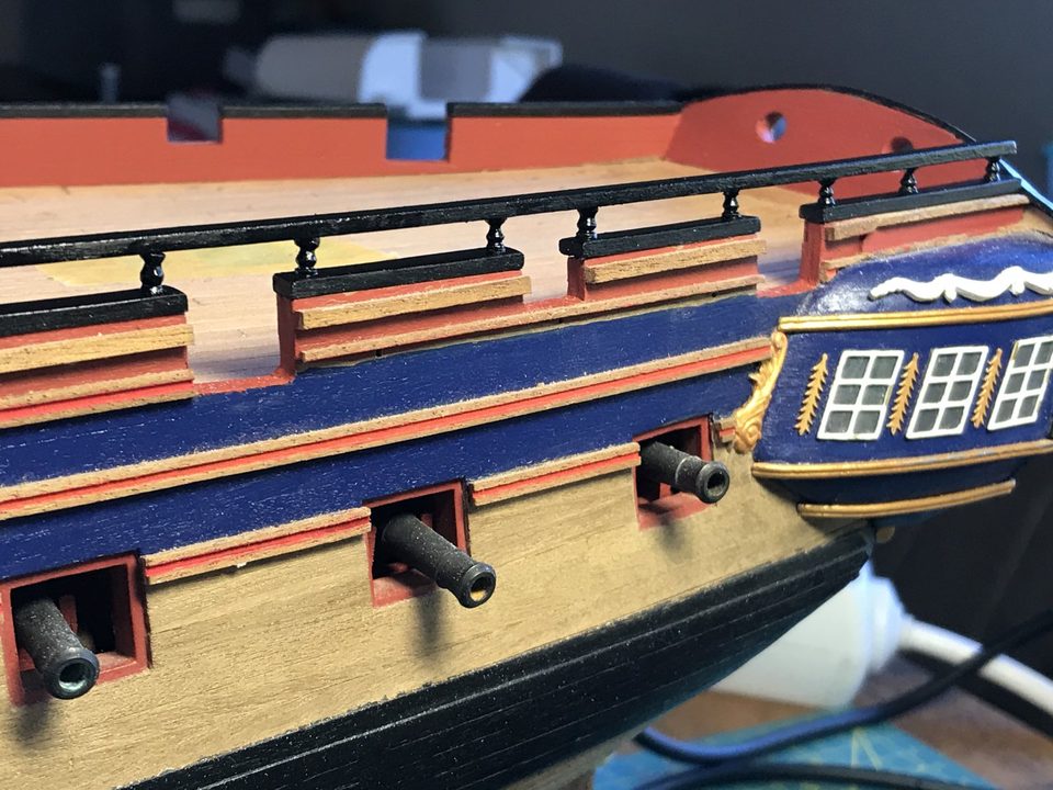 The first rail aft on the stanchions