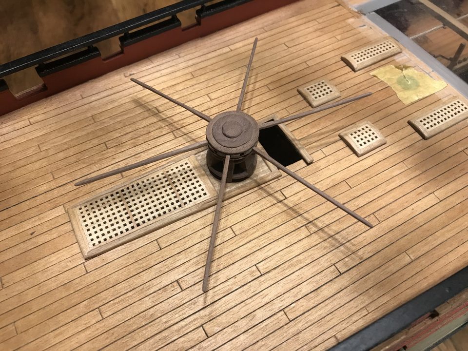 The first six capstan bars in the capstan