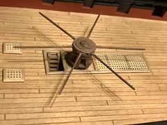 The capstan finally glued down, with capstan bars and the ladder in the ladderway