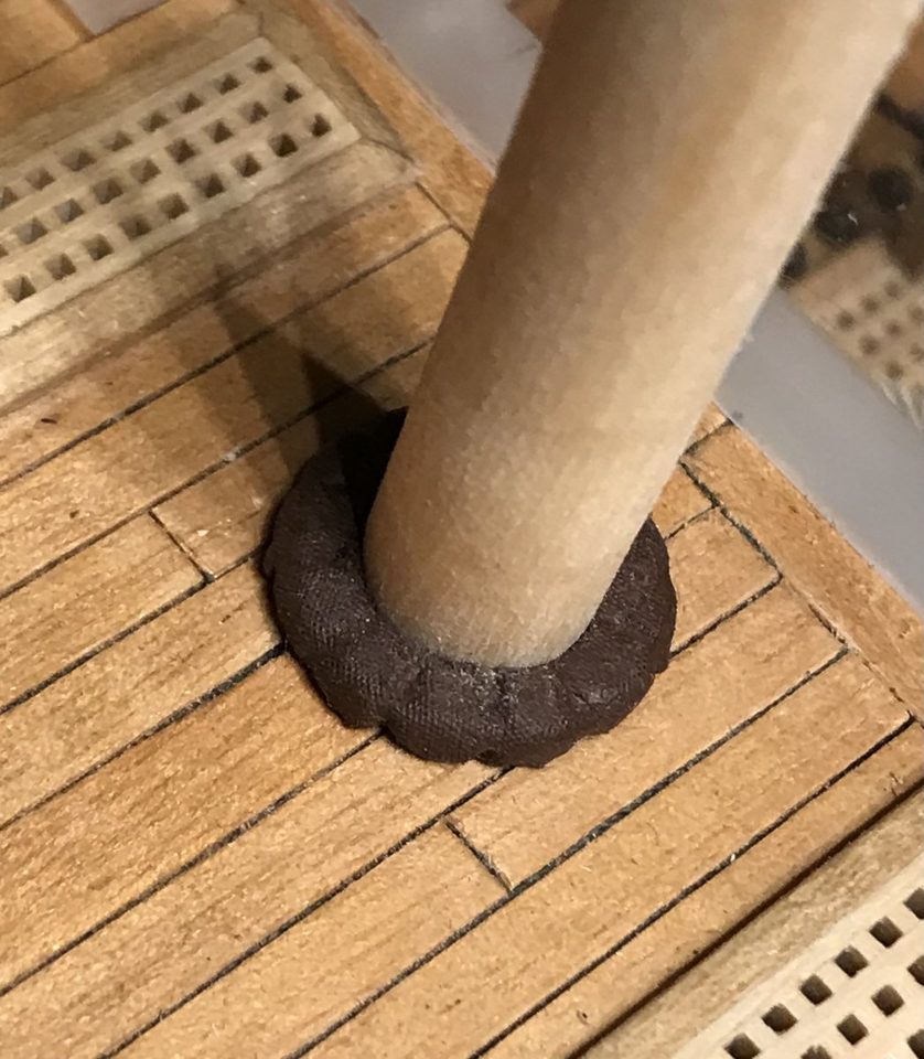 The mast coat after painting it brown