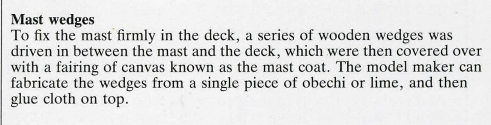 What Zu Mondfeld writes about the mast wedges and the mast coat