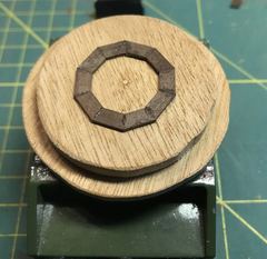 The ten segments, joined with epoxy, on the faceplate