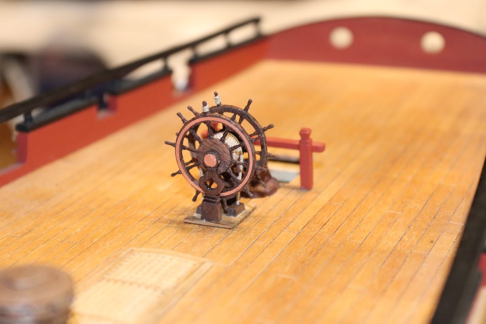 The ship's wheel from the side