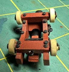 The underside of a gun carriage with the glued-on rings