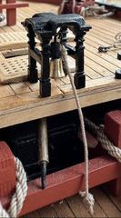 Belfry version 2: smaller, turned through a quarter turn, with a rope from the clapper down to the deck below