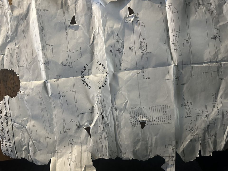 Sheet 3, with the masts and yards, chewed