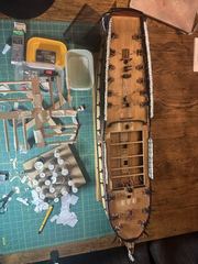 The whole ship from above, the nettings full on both sides