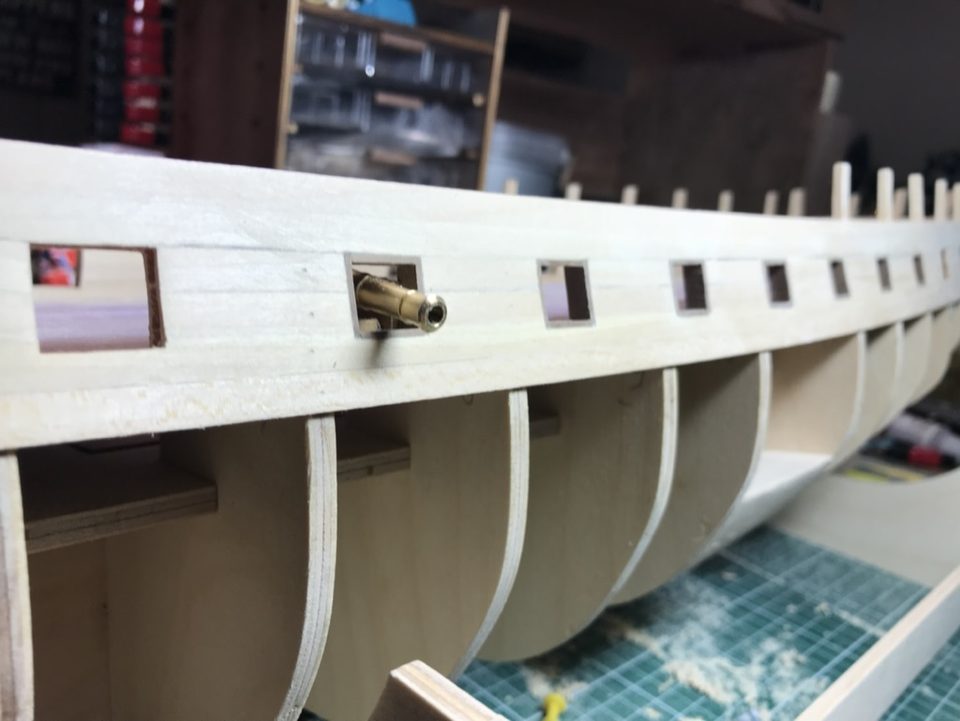 The barrel after lowering: the top sits at about half the height of the port.